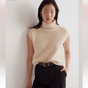 Madewell Cream Sleeveless Turtleneck Sweater